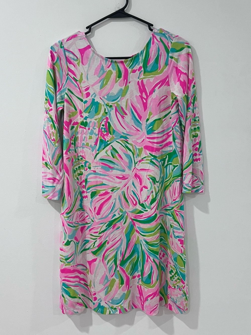 Lilly Pulitzer Pink Green Tropical Mini Dress S Resort Preppy Coastal